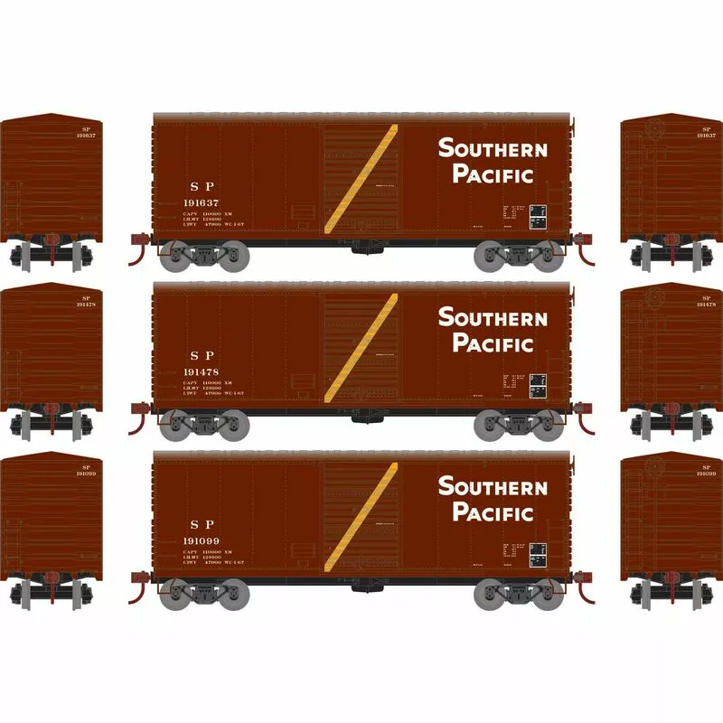 Athearn RTR 69441 HO Scale 40' Modernized Boxcar Southern Pacific SP 3 Pack 2 Athearn RTR 69441 HO Scale 40' Modernized Boxcar Southern Pacific SP 3 Pack - Image 2