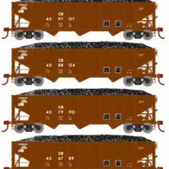 Athearn 15151 HO Scale 40' 3 Bay Ribbed Hopper With Load Conrail CR 4 Pack #1