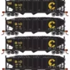 Athearn 15154 HO Scale 40' 3 Bay Ribbed Hopper With Load Chessie System B&O 4 Pack #1