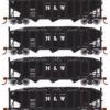Athearn 15164 HO Scale 40' 3 Bay Ribbed Hopper With Load Norfolk & Western N&W 4 Pack #2