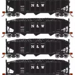 Athearn 15164 HO Scale 40' 3 Bay Ribbed Hopper With Load Norfolk & Western N&W 4 Pack #2