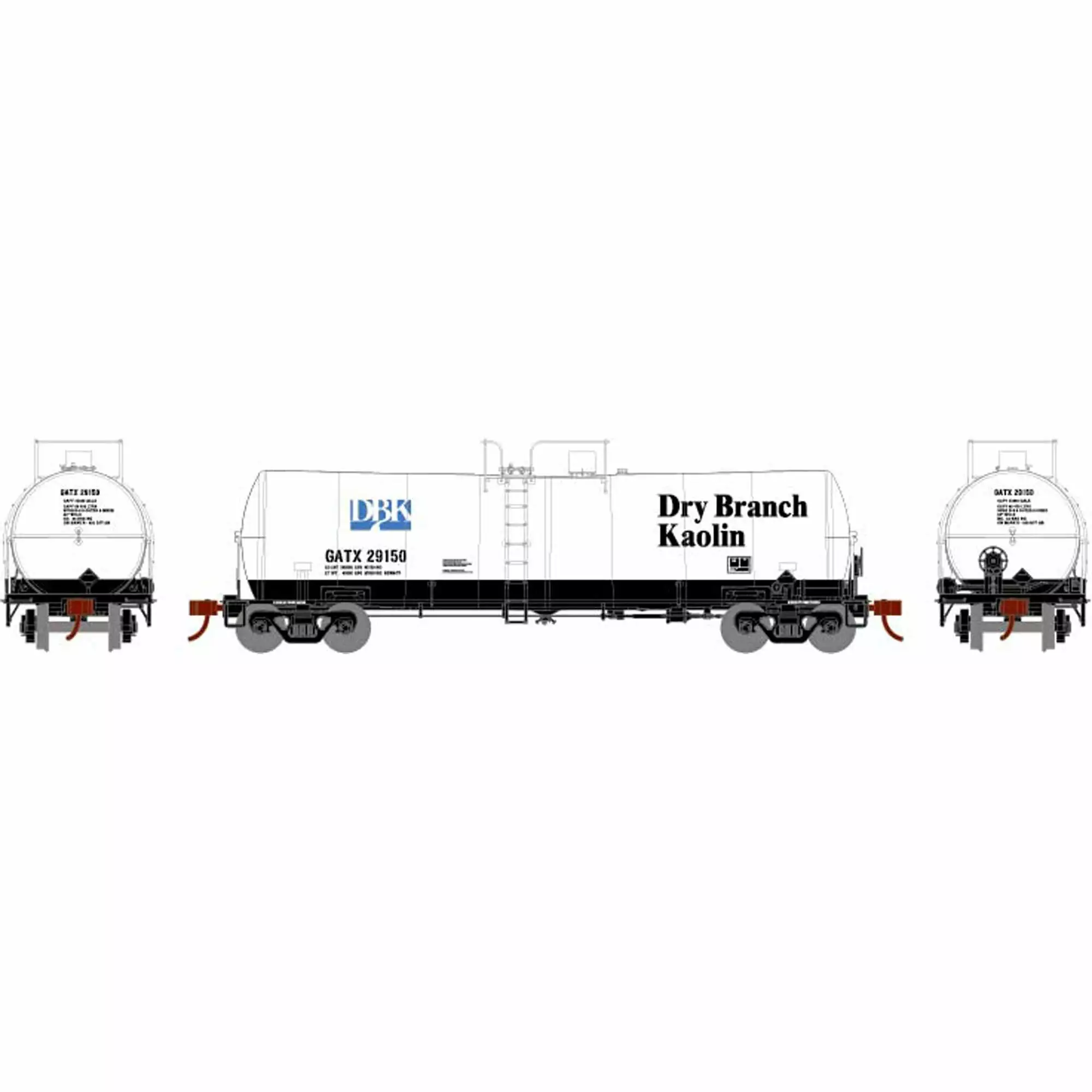 Athearn 16351 HO Scale 16k Clay Slurry Tank Car Dry Branch Kaolin GATX 29150 2 Athearn 16351 HO Scale 16k Clay Slurry Tank Car Dry Branch Kaolin GATX 29150 - Image 2