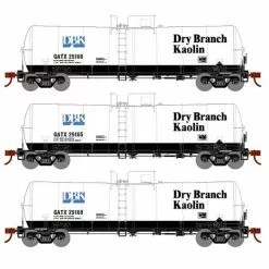 Athearn 16354 HO Scale 16k Clay Slurry Tank Car Dry Branch Kaolin GATX 3 Pack #2