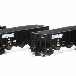 Athearn 17625 N Scale 40' 3 Bay Ribbed Hopper Norfolk Southern NW 4-Pack #1
