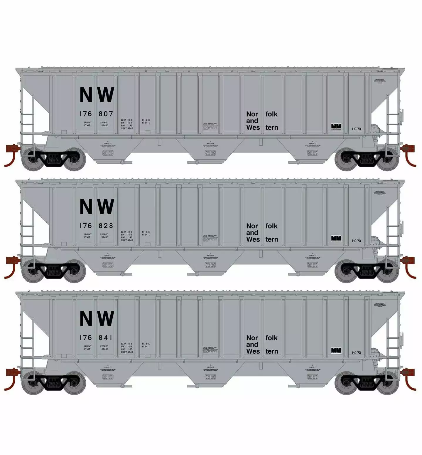 Athearn 18792 HO Scale PS 4740 Covered Hopper Norfolk Western NW 3 Pack 1 Athearn 18792 HO Scale PS 4740 Covered Hopper Norfolk Western NW 3 Pack