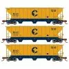Athearn 27406 N Scale PS 4427 Covered Hopper Chessie System B&O 3 Pack