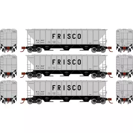 Athearn 27409 N Scale PS 4427 Covered Hopper Frisco SLSF 3 Pack 2 Athearn 27409 N Scale PS 4427 Covered Hopper Frisco SLSF 3 Pack - Image 2
