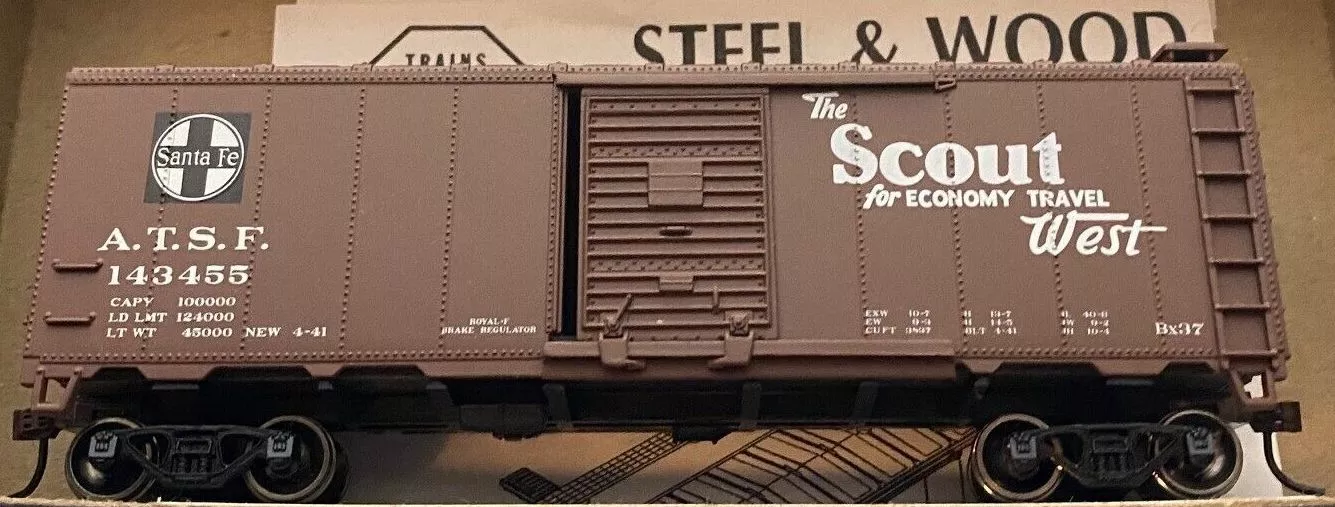 Athearn 5015 HO Scale 40' AAR Boxcar (Blue Box Kit) "Scout" ATSF - NOS 1 Athearn 5015 HO Scale 40' AAR Boxcar (Blue Box Kit) "Scout" ATSF - NOS