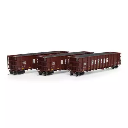 Athearn 7476 HO Scale Thrall High Side Gondola With Load Herzog "Brown" HZGX 3 Pack #1 1 Athearn 7476 HO Scale Thrall High Side Gondola With Load Herzog "Brown" HZGX 3 Pack #1