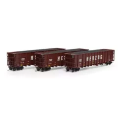 Athearn 7476 HO Scale Thrall High Side Gondola With Load Herzog "Brown" HZGX 3 Pack #1