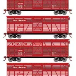 Athearn 76000 HO Scale 40' Stock Car Great Northern GN 4 Pack