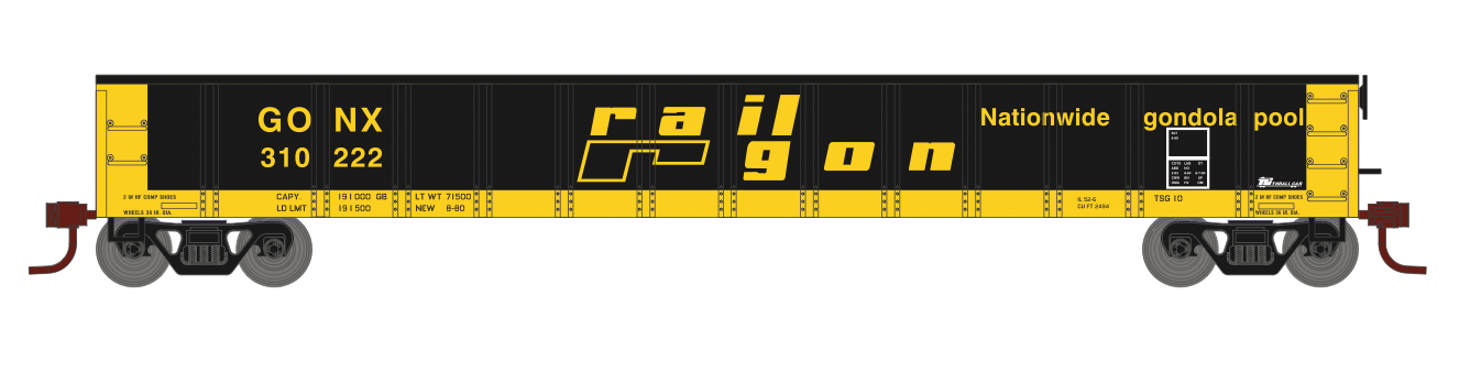 Athearn 8177 HO Scale 52' Mill Gondola Railgon GONX 310900 1 Athearn 8177 HO Scale 52' Mill Gondola Railgon GONX 310900