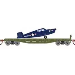 Athearn 96458 HO Scale 40' Flatcar With Marines Plane DODX 7023