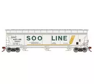 Athearn Genesis G15437 HO Scale ACF 4600 3 Bay Covered Hopper SOO Line 74057 1 Athearn Genesis G15437 HO Scale ACF 4600 3 Bay Covered Hopper SOO Line 74057