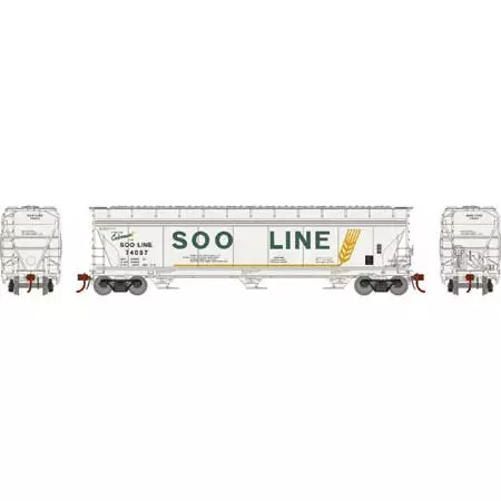 Athearn Genesis G15437 HO Scale ACF 4600 3 Bay Covered Hopper SOO Line 74057 2 Athearn Genesis G15437 HO Scale ACF 4600 3 Bay Covered Hopper SOO Line 74057 - Image 2