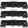 Athearn Genesis G40191 HO Scale GATC 20,000 Gal Tank Car Black GATX 3 Pack