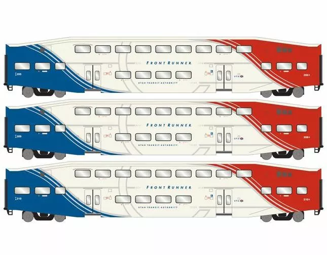 Athearn RTR 28588 N Scale Bombardier Coach Cars Utah FrontRunner UTAX 3 Pack 1 Athearn RTR 28588 N Scale Bombardier Coach Cars Utah FrontRunner UTAX 3 Pack