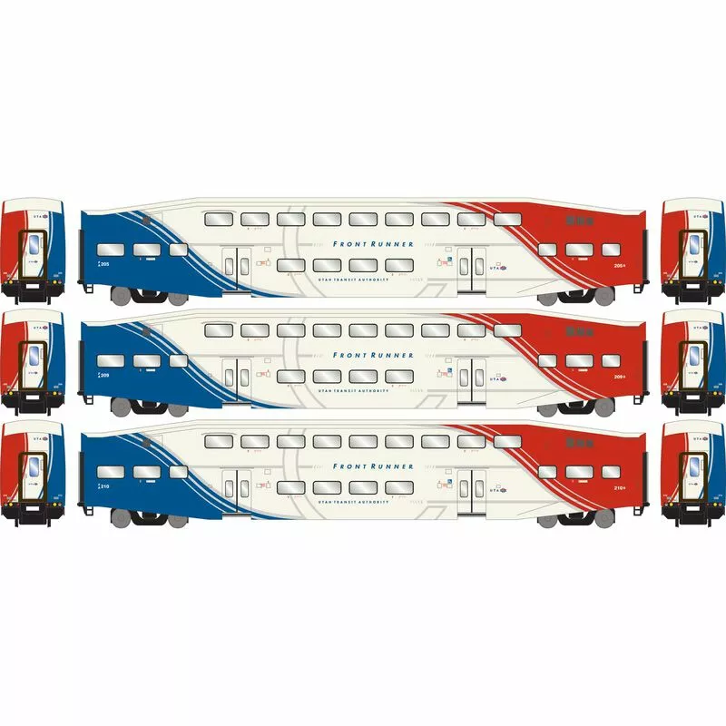Athearn RTR 28588 N Scale Bombardier Coach Cars Utah FrontRunner UTAX 3 Pack 2 Athearn RTR 28588 N Scale Bombardier Coach Cars Utah FrontRunner UTAX 3 Pack - Image 2