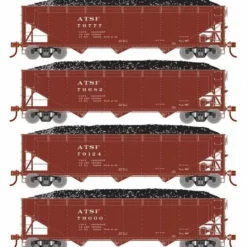 Athearn RTR 33079 HO Scale 40' Offset Coal Hopper W/Load Santa Fe ATSF 4-Pack #2