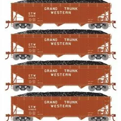 Athearn RTR 33087 HO Scale 40' Offset Coal Hopper W/Load Grand Trunk Western GTW 4-Pack #1