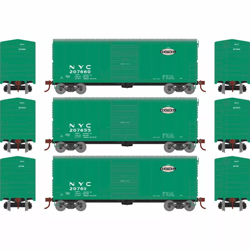 Athearn RTR 69438 HO Scale 40' Modernized Boxcar New York Central NYC 3 Pack 2 Athearn RTR 69438 HO Scale 40' Modernized Boxcar New York Central NYC 3 Pack - Image 2
