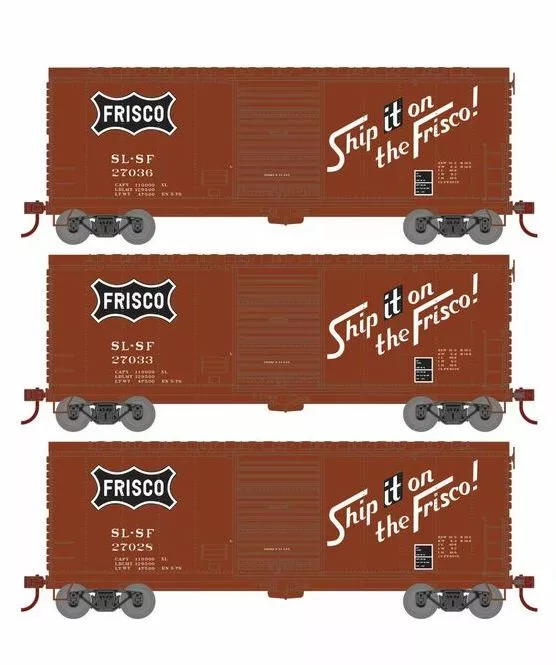 Athearn RTR 69447 HO Scale 40' Modernized Boxcar Frisco SLSF 3 Pack 1 Athearn RTR 69447 HO Scale 40' Modernized Boxcar Frisco SLSF 3 Pack