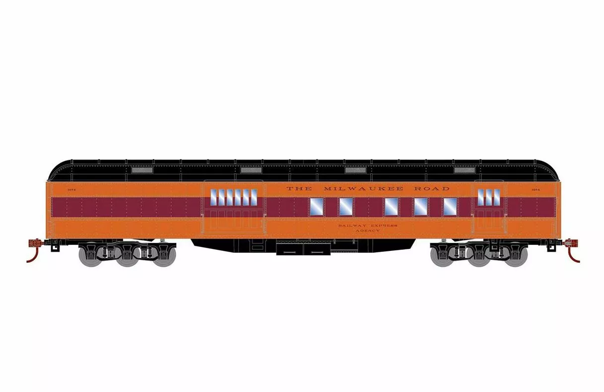 Athearn RTR 88227 HO Scale Heavyweight RPO Passenger Car Milwaukee Road MILW 1074 1 Athearn RTR 88227 HO Scale Heavyweight RPO Passenger Car Milwaukee Road MILW 1074