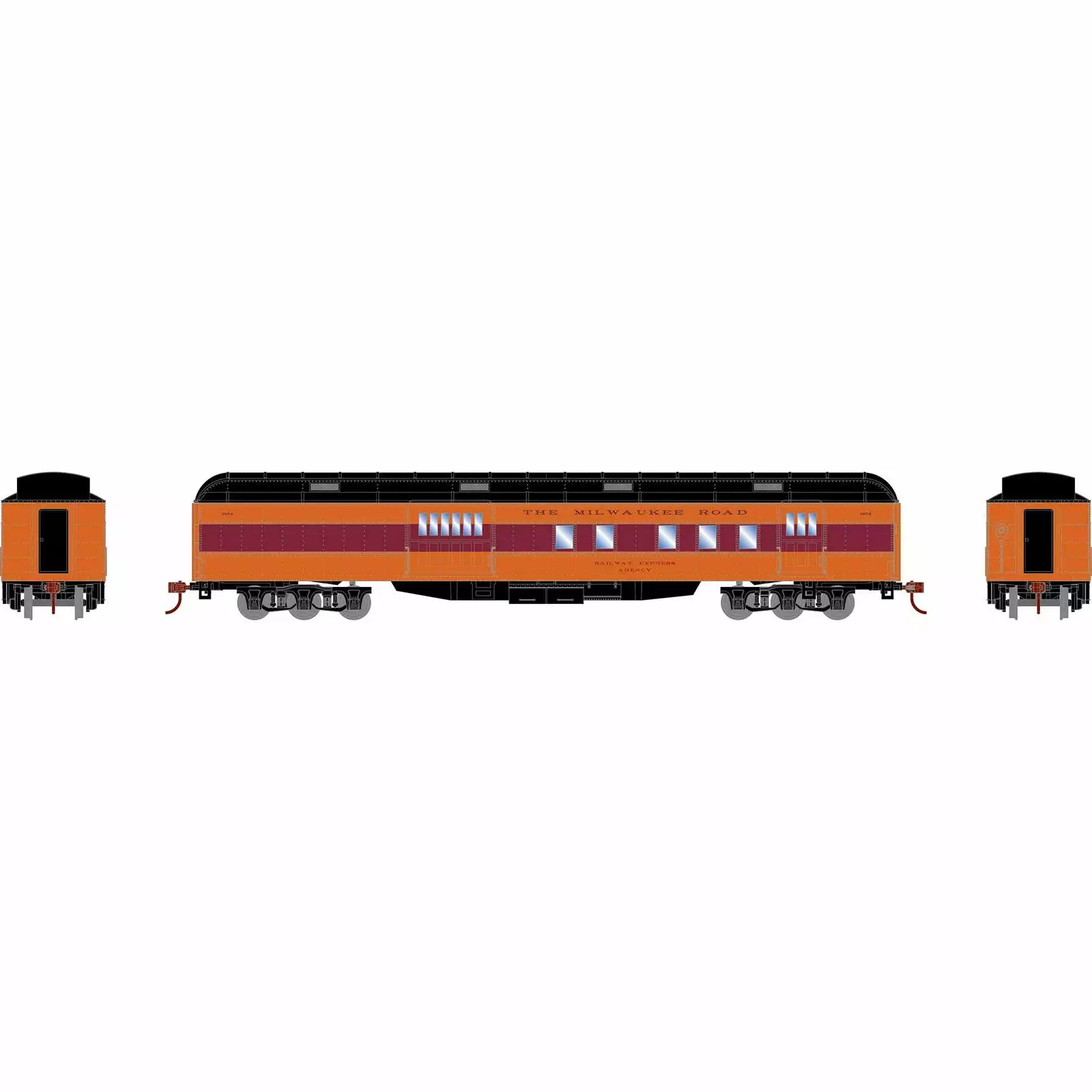 Athearn RTR 88227 HO Scale Heavyweight RPO Passenger Car Milwaukee Road MILW 1074 2 Athearn RTR 88227 HO Scale Heavyweight RPO Passenger Car Milwaukee Road MILW 1074 - Image 2
