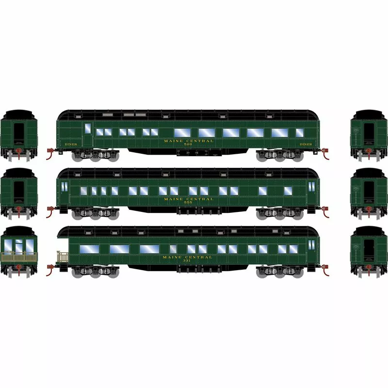 Athearn RTR 88234 HO Scale Heavyweight Passenger 3 Car Set Maine Central MEC 2 Athearn RTR 88234 HO Scale Heavyweight Passenger 3 Car Set Maine Central MEC - Image 2